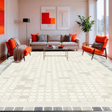 Ultra Soft Area Rug, Non Slip, Stain Resistant, Washable Area Rugs for Living Room, Bedroom, Modern Tiled Area with Timeless Design(Beige)