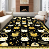 Ultra Soft Area Rug, Non Slip, Stain Resistant, Washable Area Rugs for Living Room, Bedroom, Trendy Feline Inspired Welcome Mat(Black)