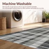 Ultra Soft Area Rug, Non Slip, Stain Resistant, Washable Area Rugs for Living Room, Bedroom, Graphic Monochrome Striped Area Rug(Black)