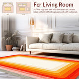 Ultra Soft Area Rug, Non Slip, Stain Resistant, Washable Area Rugs for Living Room, Bedroom, Soft Rainbow Tiled Aesthetic(Orange)