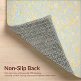 Ultra Soft Area Rug, Non Slip, Stain Resistant, Washable Area Rugs for Living Room, Bedroom, Elegant Botanical Scroll with Muted Blue Background and Beige Leaf Motifs(Blue)