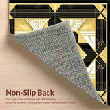 Ultra Soft Area Rug, Non Slip, Stain Resistant, Washable Area Rugs for Living Room, Bedroom, Art Deco Elegance Gold and Black Geometric(Gold)