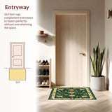 Ultra Soft Area Rug, Non Slip, Stain Resistant, Washable Area Rugs for Living Room, Bedroom, Abstract Floral Beige Area(Green)