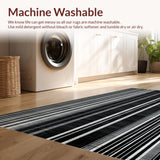 Ultra Soft Area Rug, Non Slip, Stain Resistant, Washable Area Rugs for Living Room, Bedroom, Chic Black and White Geometric Rug, Handcrafted Design for Modern Decor(Black)