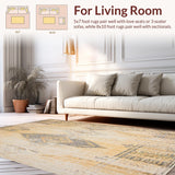 Ultra Soft Area Rug, Non Slip, Stain Resistant, Washable Area Rugs for Living Room, Bedroom, Large Beige Area with a Boho Chic Distressed Design and Earthy Hues(Beige)