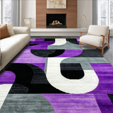 Ultra Soft Area Rug, Non Slip, Stain Resistant, Washable Area Rugs for Living Room, Bedroom, Artistic Color Block Arrangement(Purple)