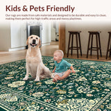 Ultra Soft Area Rug, Non Slip, Stain Resistant, Washable Area Rugs for Living Room, Bedroom, Rustic Textured Tiled Pattern(Green)