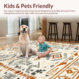 Ultra Soft Area Rug, Non Slip, Stain Resistant, Washable Area Rugs for Living Room, Bedroom, Artistic Vintage Ethnic Print(Beige)