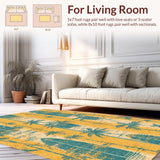Ultra Soft Area Rug, Non Slip, Stain Resistant, Washable Area Rugs for Living Room, Bedroom, Summer Surf Rug: Tropical Paradise Carpet with Surfer Vibe(Yellow)