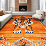 Ultra Soft Area Rug, Non Slip, Stain Resistant, Washable Area Rugs for Living Room, Bedroom, Whimsical Tibetan Style Floor Decor(Orange)