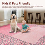 Ultra Soft Area Rug, Non Slip, Stain Resistant, Washable Area Rugs for Living Room, Bedroom, Chic Modern Leopard Aesthetic(Pink)