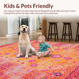 Ultra Soft Area Rug, Non Slip, Stain Resistant, Washable Area Rugs for Living Room, Bedroom, Elegant Ogee Style with Rich Hues(Orange)