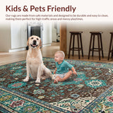 Ultra Soft Area Rug, Non Slip, Stain Resistant, Washable Area Rugs for Living Room, Bedroom, Eclectic Earthy Floral Motif(Brown)