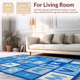 Ultra Soft Area Rug, Non Slip, Stain Resistant, Washable Area Rugs for Living Room, Bedroom, Bright Playful Typography Theme(Blue)
