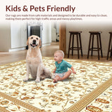 Ultra Soft Area Rug, Non Slip, Stain Resistant, Washable Area Rugs for Living Room, Bedroom, Beige Geometric Modern Boho Artistry(Ivory)
