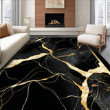 Ultra Soft Area Rug, Non Slip, Stain Resistant, Washable Area Rugs for Living Room, Bedroom, Dynamic Modern Geometric Blend(Black)
