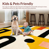 Ultra Soft Area Rug, Non Slip, Stain Resistant, Washable Area Rugs for Living Room, Bedroom, Chic Modern Lettering Aesthetic(Yellow)