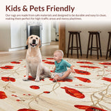 Garden Bloom Reversible Area Poppy & Light Beige Patio Floral(Red)