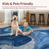 Ultra Soft Area Rug, Non Slip, Stain Resistant, Washable Area Rugs for Living Room, Bedroom, Dynamic Symmetrical Pattern Accents(Blue)