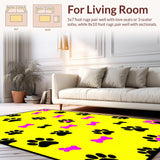 Ultra Soft Area Rug, Non Slip, Stain Resistant, Washable Area Rugs for Living Room, Bedroom, Vibrant Playful Paw Print Motif(Yellow)