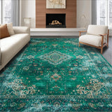 Ultra Soft Area Rug, Non Slip, Stain Resistant, Washable Area Rugs for Living Room, Bedroom, Classic Ornate Medallion Patterns(Blue)
