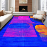 Ultra Soft Area Rug, Non Slip, Stain Resistant, Washable Area Rugs for Living Room, Bedroom, Artful Whimsical Curvilinear Shapes(Blue)