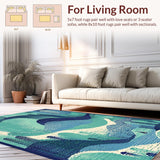 Ultra Soft Area Rug, Non Slip, Stain Resistant, Washable Area Rugs for Living Room, Bedroom, Nautical Sea Monster Rug: Playful Ocean Themed Carpet(Blue)