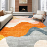 Ultra Soft Area Rug, Non Slip, Stain Resistant, Washable Area Rugs for Living Room, Bedroom, Estrella Collection Colorful Gradient Swirl Abstract Art Area Rug(Orange)