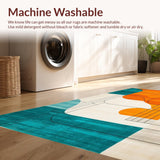 Ultra Soft Area Rug, Non Slip, Stain Resistant, Washable Area Rugs for Living Room, Bedroom, Retro Colorful Geometric Arrangement(Orange)