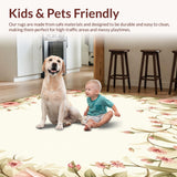 Ultra Soft Area Rug, Non Slip, Stain Resistant, Washable Area Rugs for Living Room, Bedroom, Floral Fusion Area Rustic Country Style Pink and Sage(Ivory)
