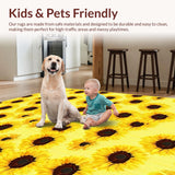 Ultra Soft Area Rug, Non Slip, Stain Resistant, Washable Area Rugs for Living Room, Bedroom, Bright Sunflower Patterned Decor(Yellow)