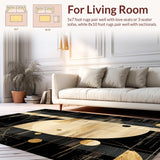Ultra Soft Area Rug, Non Slip, Stain Resistant, Washable Area Rugs for Living Room, Bedroom, Contemporary Dynamic Artful Shapes(Gold)