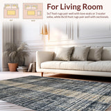 Ultra Soft Area Rug, Non Slip, Stain Resistant, Washable Area Rugs for Living Room, Bedroom, Boho Black & White Stripe Area Rug(Gray)