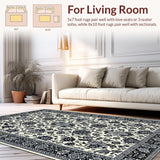 Ultra Soft Area Rug, Non Slip, Stain Resistant, Washable Area Rugs for Living Room, Bedroom, Luxurious Black and Grey Medallion(Beige)