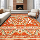 Ultra Soft Area Rug, Non Slip, Stain Resistant, Washable Area Rugs for Living Room, Bedroom, Elegant Vintage Tribal Patterns(Orange)