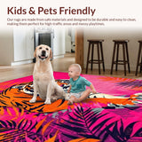 Ultra Soft Area Rug, Non Slip, Stain Resistant, Washable Area Rugs for Living Room, Bedroom, Stylish Pastel Animal Fantasy(Pink)