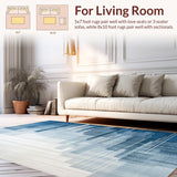 Ultra Soft Area Rug, Non Slip, Stain Resistant, Washable Area Rugs for Living Room, Bedroom, Skyline Vista Rug Grey & Blue Easy Care Rug(Blue)