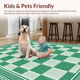 Ultra Soft Area Rug, Non Slip, Stain Resistant, Washable Area Rugs for Living Room, Bedroom, Rustic Modernist Checkered Appeal(Green)