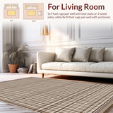 Ultra Soft Area Rug, Non Slip, Stain Resistant, Washable Area Rugs for Living Room, Bedroom, Elegant Earthy Geometric Checkerboard(Brown)