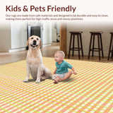 Ultra Soft Area Rug, Non Slip, Stain Resistant, Washable Area Rugs for Living Room, Bedroom, Trendy Graphical Ogee Formation(Orange)