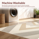 Ultra Soft Area Rug, Non Slip, Stain Resistant, Washable Area Rugs for Living Room, Bedroom, Handmade Chevron Neutral Living Room Rug(Beige)