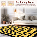 Ultra Soft Area Rug, Non Slip, Stain Resistant, Washable Area Rugs for Living Room, Bedroom, Chic Ogee Patterned Aesthetic(Yellow)