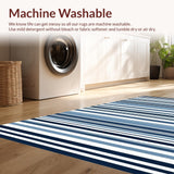 Ultra Soft Area Rug, Non Slip, Stain Resistant, Washable Area Rugs for Living Room, Bedroom, Sophisticated Dual-Tone Coastal Motif(Blue)