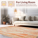 Low Pile Non Slip Neutral with Distressed Bohemian Design(Orange)