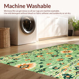 Ultra Soft Area Rug, Non Slip, Stain Resistant, Washable Area Rugs for Living Room, Bedroom, Eclectic Floral Medley Arrangement(Green)