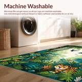 Ultra Soft Area Rug, Non Slip, Stain Resistant, Washable Area Rugs for Living Room, Bedroom, Earthy Neutral Jungle Aesthetic(Green)