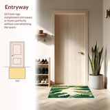 Ultra Soft Area Rug, Non Slip, Stain Resistant, Washable Area Rugs for Living Room, Bedroom, Entryway Area Tropical Leaves Beige Small(Green)