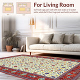 Ultra Soft Area Rug, Non Slip, Stain Resistant, Washable Area Rugs for Living Room, Bedroom, Contemporary Vibrant Curved Patterns(Red)