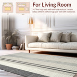 Elegant Black & White Stripe Woven Indoor/(Beige)