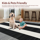 Ultra Soft Area Rug, Non Slip, Stain Resistant, Washable Area Rugs for Living Room, Bedroom, Modern Textured Black and White Style(Black)